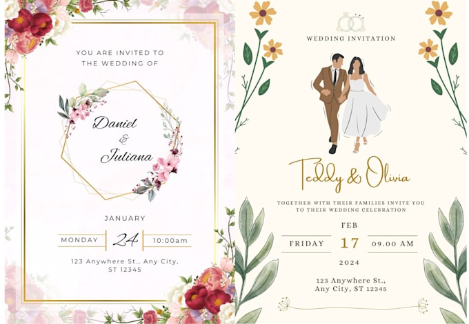 Gig Preview - Design wedding, birthday e invitation cards in 5 hours