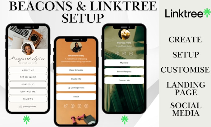 Gig Preview - Create set up customise linktree links landing page linktree for your business