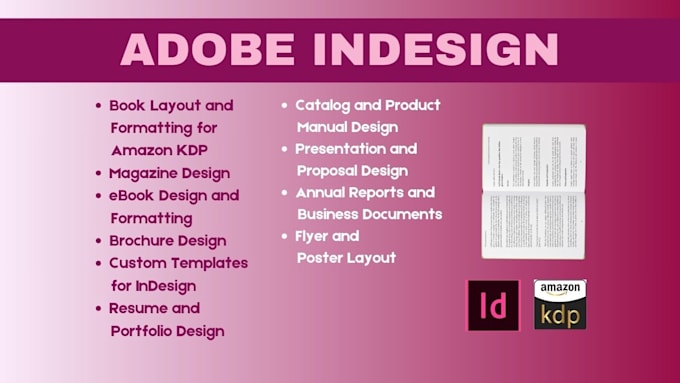 Gig Preview - Adobe indesign book format christian ebook design brochure design amazon KDP