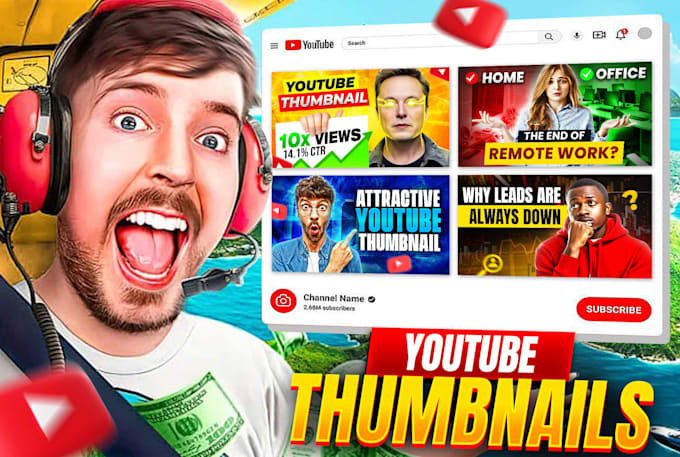 Bestseller - create attractive clickbait amazing youtube thumbnail design