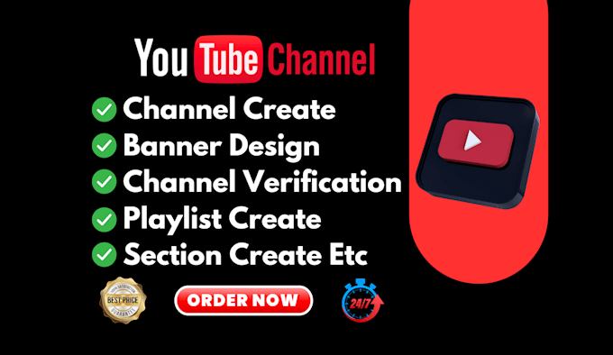 Gig Preview - Create and setup youtube optimize channel with logo  intro, and outer banner