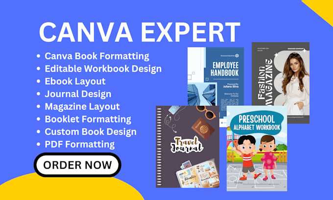 Gig Preview - Design redesign format canva editable workbook ebook journal magazine booklet