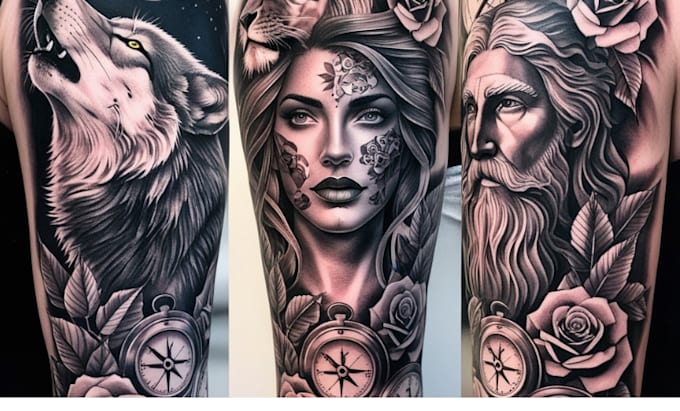 Gig Preview - Design your own custom realistic tattoos, including full sleeve masterpieces