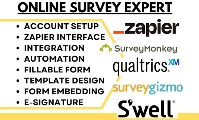 Gig Preview - Do surveymonkey qualtrics swell fill out surveygizmo asknicely zapier interfaces