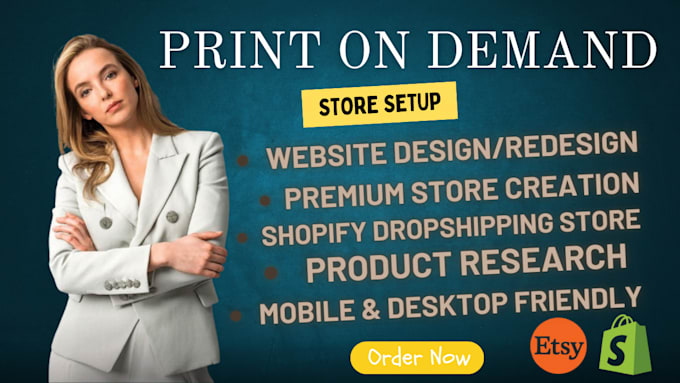 Bestseller - setup print on demand etsy shop digital products shopify dropshipping store pod