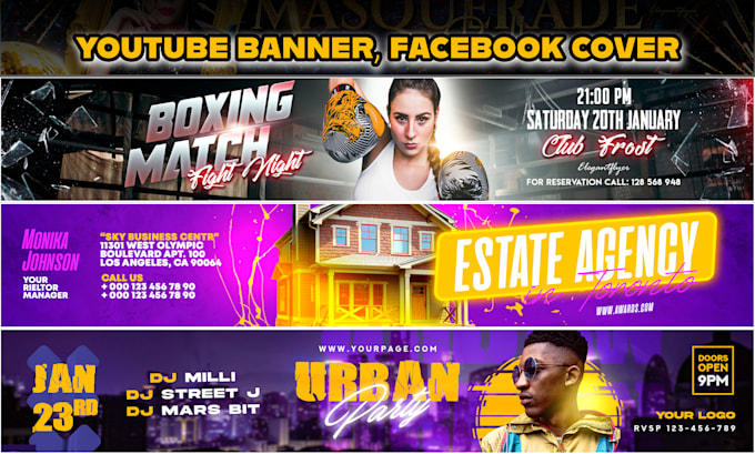 Gig Preview - Do youtube banner, twitch banner, facebook cover design