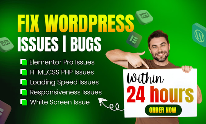 Gig Preview - Repair any kind of wordpress bug and elementor errors