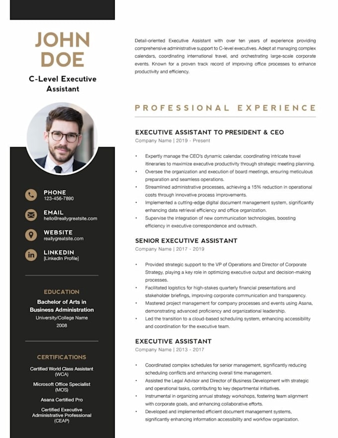 Gig Preview - Professionally edit your photo resume and help land your dream job