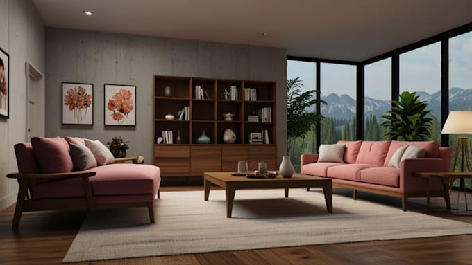 Gig Preview - 3d design model furniture interior render 3d images for product home decor sofa