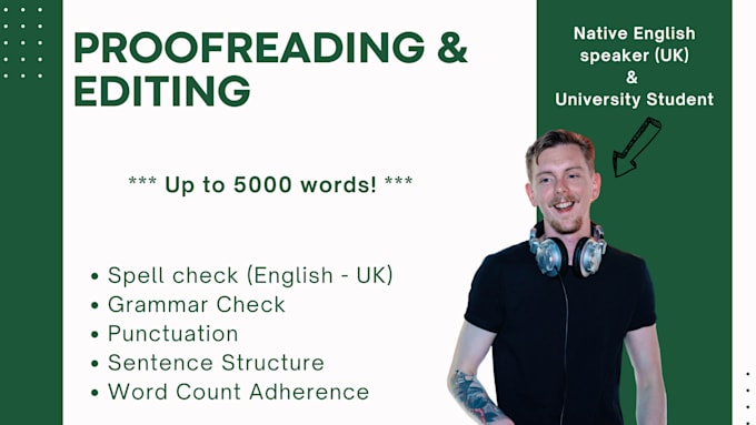 Gig Preview - Proofread and edit your documents up to five thousand words