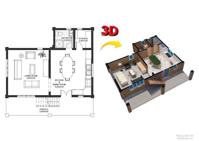 Bestseller - render your floor plan into 3d visual