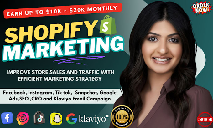 Gig Preview - Increase shopify sales, shopify klaviyo marketing, facebook ads, sales funnel