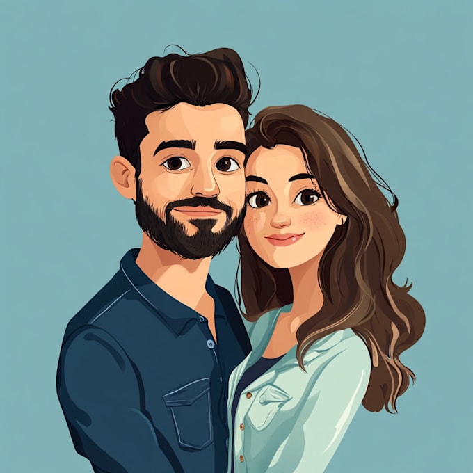 Gig Preview - Draw cute couple, family and wedding portrait illustration