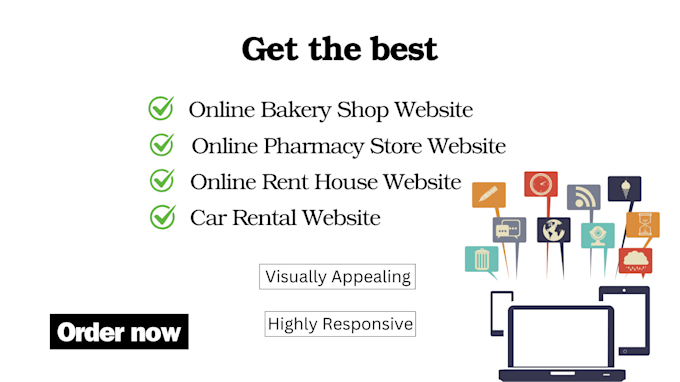 Gig Preview - Create a responsive bakery, pharmacy, car rental or rent house website