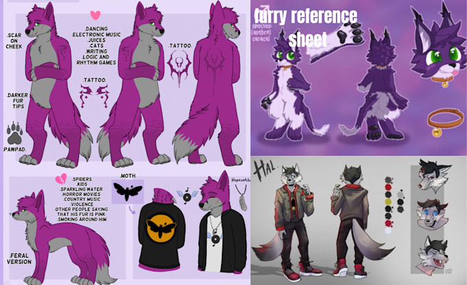 Bestseller - draw furry reference sheet fursona sheet nsfw furry furry art for your fursona