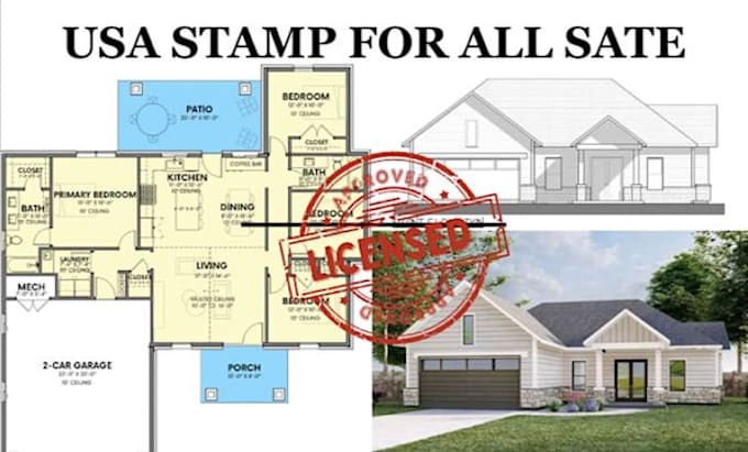 Bestseller - do USA stamp, architectural drawing, california digital stamp, city permit