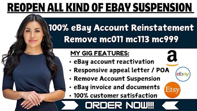 Gig Preview - Reinstate ebay account suspension remove mc011 mc172 mc113 ebay appeal letter