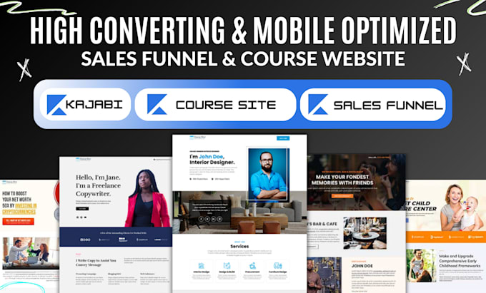 Gig Preview - Setup kajabi online course website, kajabi landing page teachable sales funnels