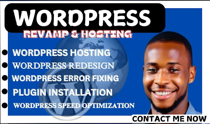 Gig Preview - Redesign wordpress biuld wordpress website on bluehost hostinger siteground cpan