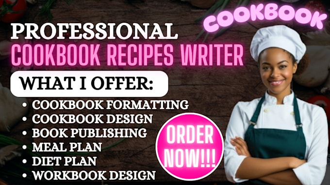 Gig Preview - Write and design cookbook, workbook, recipes book, meal plan,cookbook formatting