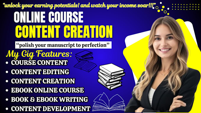 Gig Preview - Create online course content, course creation, content writer