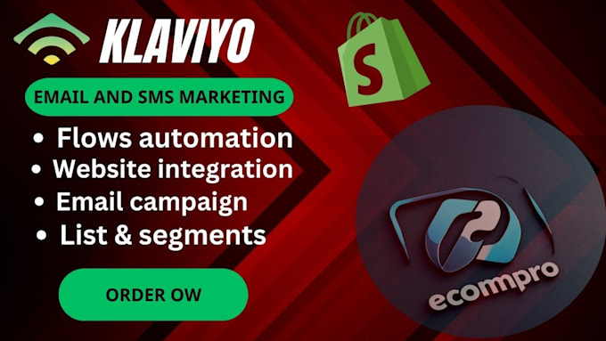 Gig Preview - Setup ecommerce sms and email marketing flows in klaviyo