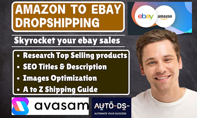 Gig Preview - Do amazon to ebay dropshipping top trending product listings ebay SEO avasam