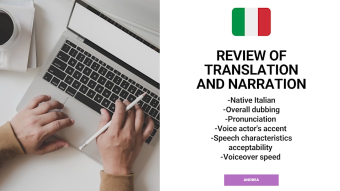 Gig Preview - Review your narration from your language to italian