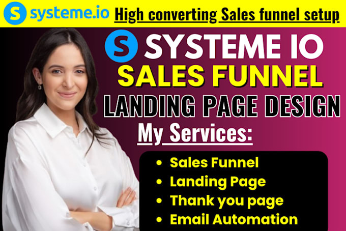 Gig Preview - Build systeme io sales funnel systeme io landing page design affiliate marketing