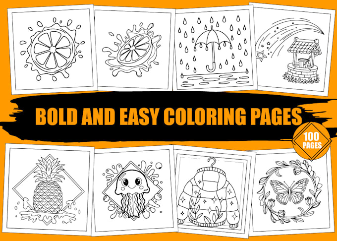 Gig Preview - Make bold and easy line art illustration coloring  book for kids or adults