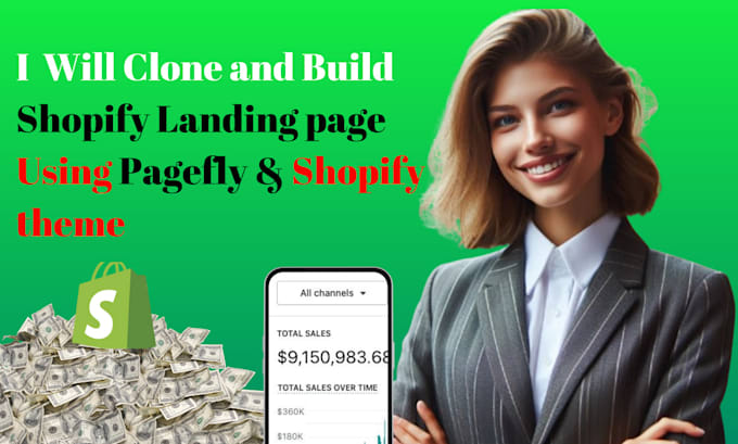 Gig Preview - Clone shopify landing page using pagefly gempages shopify theme replo gumroad