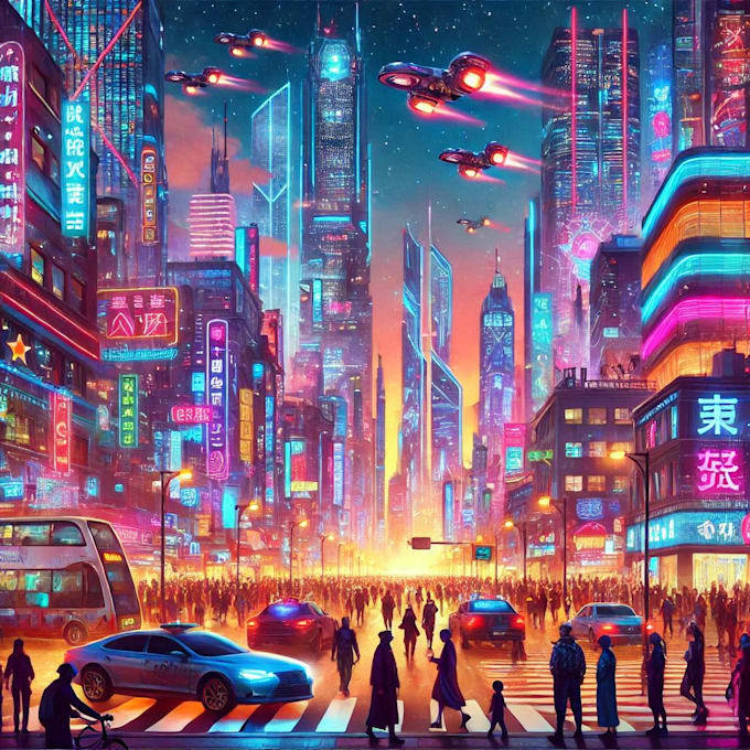 Gig Preview - Do cyberpunk futuristic city art