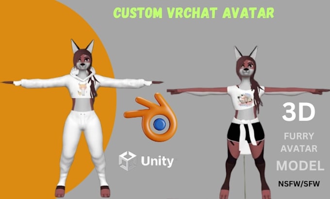 Gig Preview - Create custom vrchat avatar, 3d furry avatar, vrchat furry avatar, vrc character