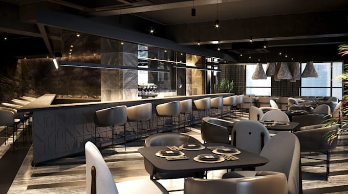 Bestseller - modern luxury bar design, restaurant, loung,cafe, spa,commercial space,3d render