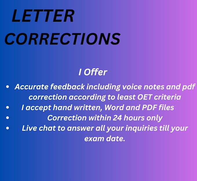 Gig Preview - Correct you oet letters 1