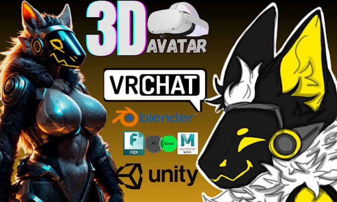 Gig Preview - Model and rig 3d custom vrchat avatar vrc character retexture nsfw