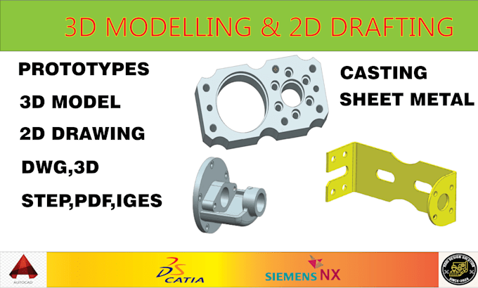 Bestseller - do 3d model and 2d drafting drawing in autocad, ugnx