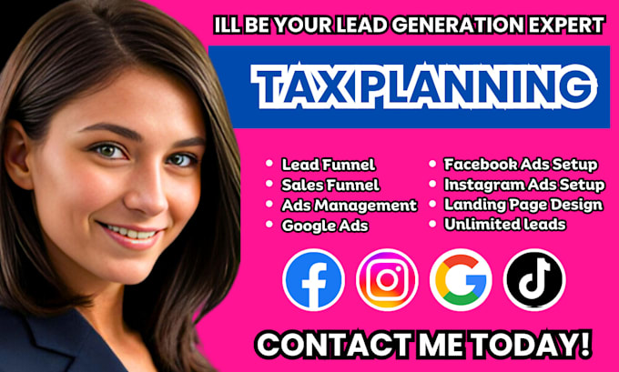 Gig Preview - Tax planning leads tax planning facebook ads tax planning instagram ads funnel