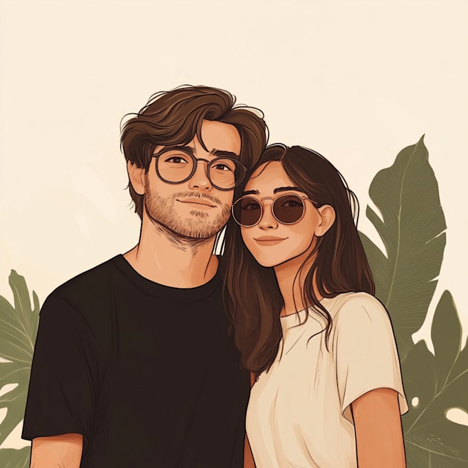 Gig Preview - Do couple portrait illustration from photo