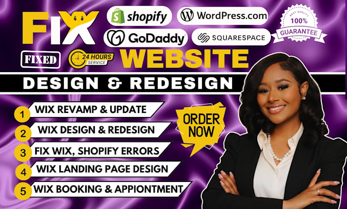 Gig Preview - Wix website redesign wix website design or redesign wix website fix wix issues