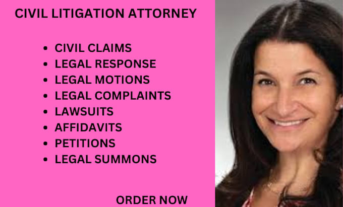 Gig Preview - Be your civil litigation lawyer and offer legal consultation,case briefs,motions