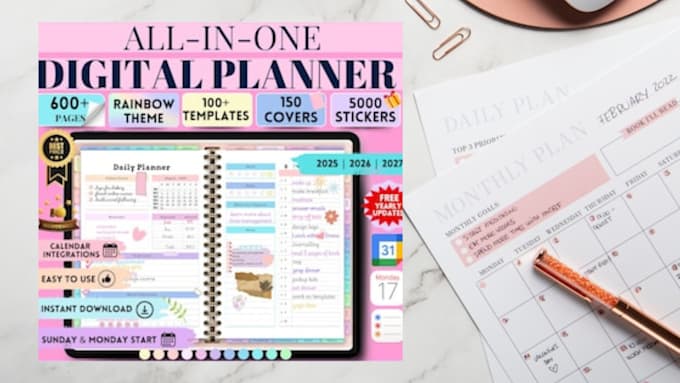 Gig Preview - Design custom hyperlinked planner, calendar, expense tracker, bundle planner