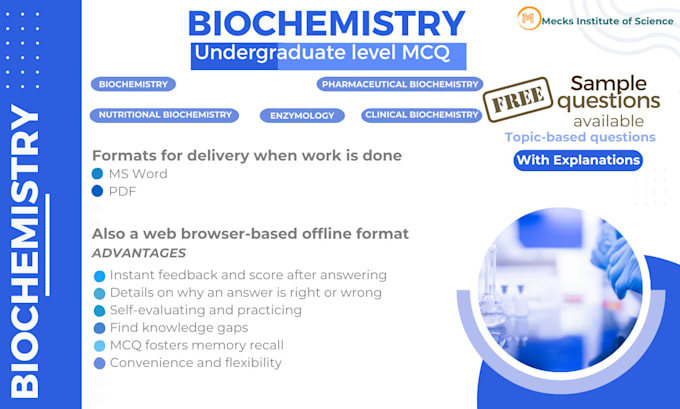 Gig Preview - Create custom biochemistry, enzymology mcqs with  explanations