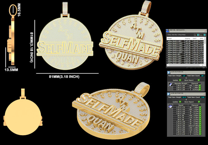 Gig Preview - Create precious jewelry with realistic render and printable