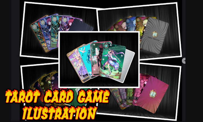 Gig Preview - Draw custom tarot card zodiac oracle playing card game tcg card design with box