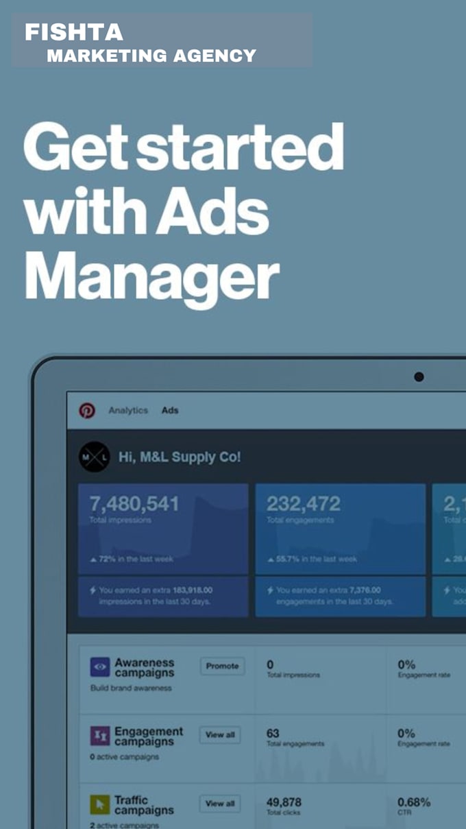 Gig Preview - Manage your social media ads and monitor your brands growth