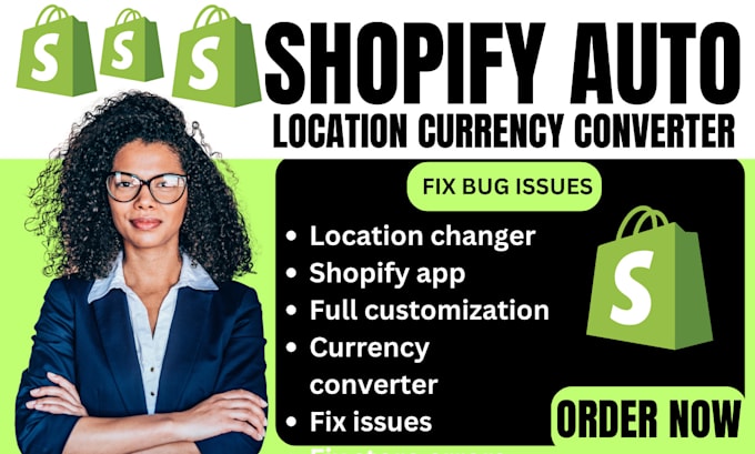 Gig Preview - Setup world auto location currency converter to shopify store fix issues bugs