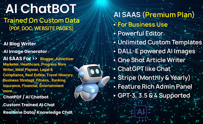 Gig Preview - Create ai saas or trained chatbot using chatgpt, gpt4