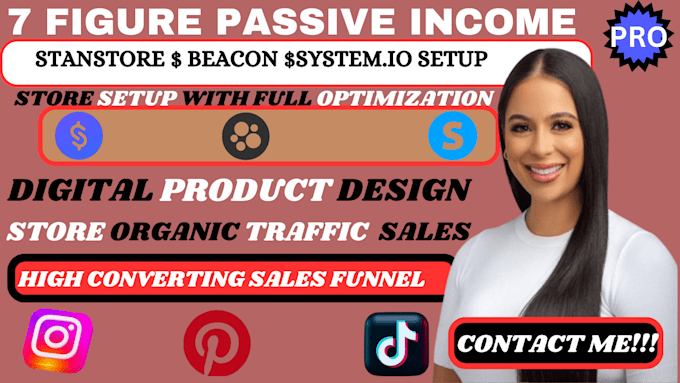 Gig Preview - 50k stan store passive income,stan store marketing,build systeme io sales funnel