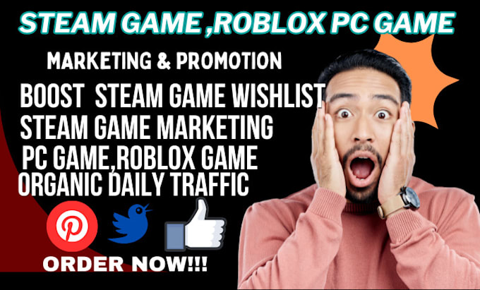 Gig Preview - Raise your steam game wishlist for steam game marketing steam game promotion